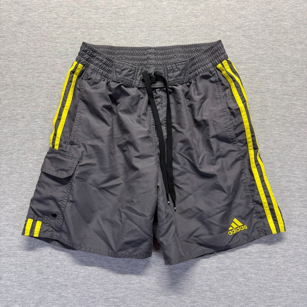 Adidas Athletic Shorts Mens Small Gray Logo Gym Training Performance Drawstring